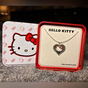 Hello Kitty Silver and Red Heart Pendant Necklace